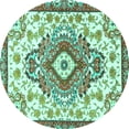 thumbnail image 1 of Ahgly Company Indoor Round Persian Turquoise Blue Traditional Area Rugs, 7' Round, 1 of 4