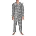 thumbnail image 3 of Salouo Weave Geometric Print Button-Front Long Sleeve Pajama Set for Men, Soft 2Pjs Men's Long Sleeve Sleepwear-Large, 3 of 7