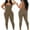 Khaki, variant on Women's Plus Size Tops Womens Sleeveless Backless Waist Closing Jumpsuit Solid Color High Waist Tight Sports Yoga Jumpsuit