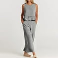thumbnail image 4 of JINMGG Two Piece Outfits Women, 2026 Fashion Fall 2PC Fashion Woman Round Neck Solid Sleeveless Blouse +Loose Pockets Pants Sets Gray L, 4 of 8