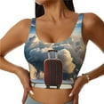 thumbnail image 3 of Goofa Sunset Airplane Travel View Printed Sports Bras for Women, High Impact Running Bra Workout Crop Tank Tops Longline Sports Bra Push up-Large, 3 of 9