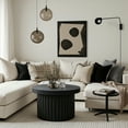 thumbnail image 4 of LuxenHome Modern Black Fluted Wood Round Coffee Table, Stylish Centerpiece for Living Room Decor, 4 of 10