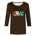 thumbnail image 4 of Xihbxyly Hauts Décontractés pour Femmes T-shirt Imprimé Col Rond de Pâques Manches 3/4 Col Rond Chandail Tendance à Petit Prix, 4 of 5