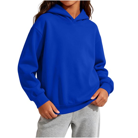 LEKWK Hoodies for Teen Girls Drop Shoulder Relaxed Fit Sweatshirt Long Sleeve Lightweight Sweatshirt Back to School Everyday Casual Playwear 2-14Y