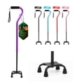 thumbnail image 1 of Bastón BeneCane Quad Cane ajustable con mango acolchado suave y desplazado para hombres y mujeres. Ligero y cómodo con patas de 4 puntas para mayor estabilidad (morado)., 1 of 5
