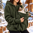 thumbnail image 5 of Pet Pouch Hoodie for Women, Sherpa Fleece Pet Carrier Hoodie with Zippered Kangaroo Pouch, Oversized Warm Sweatshirt with Side Pockets, 5 of 8