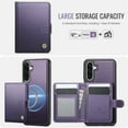 thumbnail image 6 of for Samsung Galaxy S24 FE Wallet Case with Detachable Magnetic Card Holder, PU Leather + TPU, RFID Blocking Kickstand 2-in-1 Shockproof Drop Protective Phone Case with Magnetic Buckle, Purple, 6 of 12