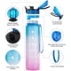 thumbnail image 2 of Sports Water Bottle, 1 Liter BPA Free Water Bottle, Sport, Motivational Time Marker (Pink Blue), 2 of 5