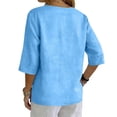 thumbnail image 3 of Linen Tops Women Summer Blouses For Women Boho Peasant Gauze Blouses Linen Clothing For Women Solid Color Work Blouses Cotton Boho Tops Gauze Shirts For Women Womens Summer Tops Sky Blue M, 3 of 8