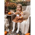 thumbnail image 5 of RUINIXCW Toddler Baby Girl Boy Halloween Thanksgiving Outfit Fall Winter Clothes Pumpkin Maple Leaf Long Sleeve Mock Neck Tops Corduroy Overall Dress, 5 of 10