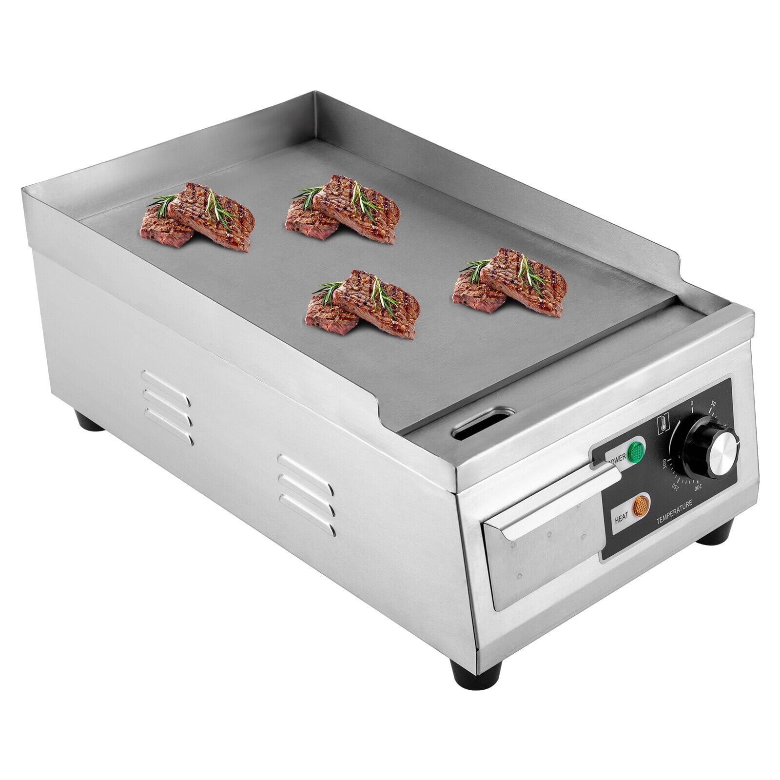 Electric Griddle Flat Top Grill 1300W Hotplate BBQ Commercial Kitchen Hot plate Electric Countertop Griddle Machine 122°F to 572°F 1.02*18.90*8.07 inch