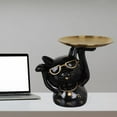 thumbnail image 3 of Estatuilla de gato Zulema Bandeja de almacenamiento de mesa Resina Negro, 3 of 8