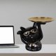 thumbnail image 3 of Estatua de gato de resina con bandeja de almacenamiento. Figura decorativa de animal de estilo nórdico. Negro, 3 of 9