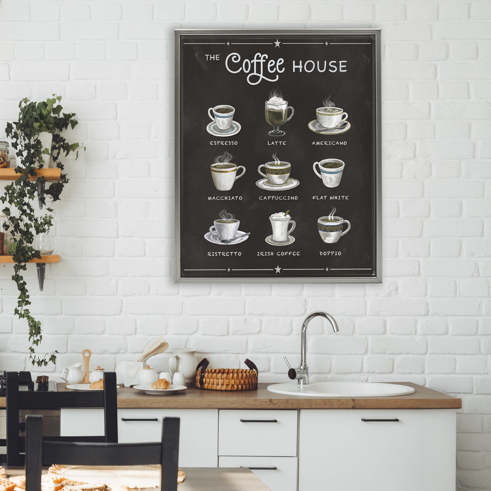 Stupell Industries The Coffee House Menu Gray Framed Floater Canvas Wall Art, design by Conrad Knutsen