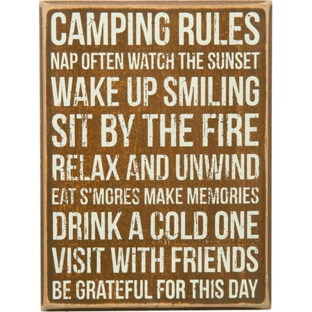 Primitives Camping Rules Box Sign