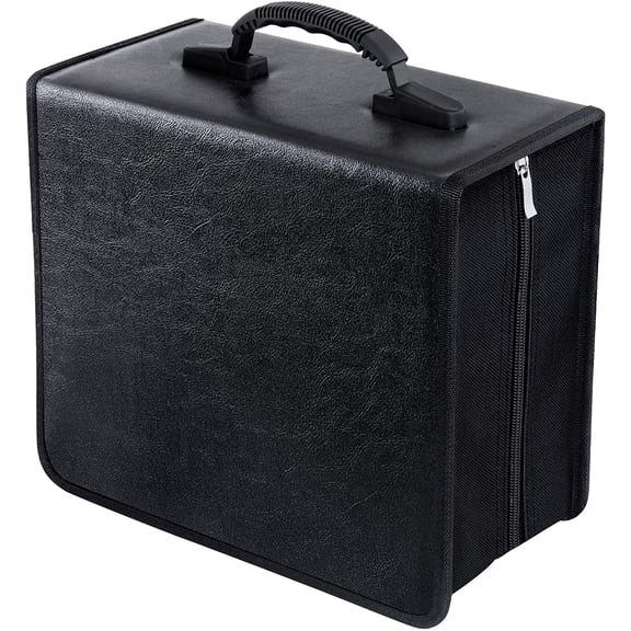 CD/DVD Binder, CD DVD Case Holder Binder 400 Capacity CD/DVD Wallet Storage Booklet Album Box (White Binder, PU Black)
