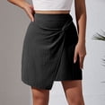 thumbnail image 2 of Mujeres falda de cintura alta slim fit irregular giro falda media longitud vestido cremallera lateral para verano negro M, 2 of 8