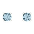 thumbnail image 3 of 0.2 ct Push-Back Stud Earrings for Women | 3.0mm Round Cut Natural Sky Blue Topaz | 18K White Gold, 3 of 5