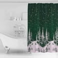 thumbnail image 2 of Christmas Snowflake Shower Curtain, 48" x 72", Elk Pine Trees Winter Deep Green Waterproof Bathroom Curtain Washable Shower Curtain Set with 12 Hooks, 2 of 6