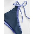thumbnail image 7 of ZAFUL Women Swimsuit Color Block Textured Halter String Bikini Set Deep Blue M, 7 of 7