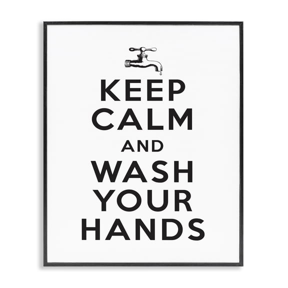 Stupell Industries Cottage Keep Calm and Wash Hands Black Framed Giclee Art, 11 x 14, by Lettered and Lined