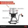 thumbnail image 3 of Megamaster 10.5QT Aluminum Fish Fryer Pot Kit, Outdoor 50,000 BTU Propane Deep Fryer with 5 PSI Regulator, 5" Thermometer, Ideal for Chicken Wings, Seafood, French Fries - 840-45012, 3 of 7