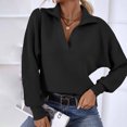 thumbnail image 2 of IROINNID Womens Sweater V-Neck Pullover Sweater Solid Color Leisure Mid-Length Long Sleeve Autumn and Winter Suit Collar Knit Sweater Lantern Sweater, 2 of 7