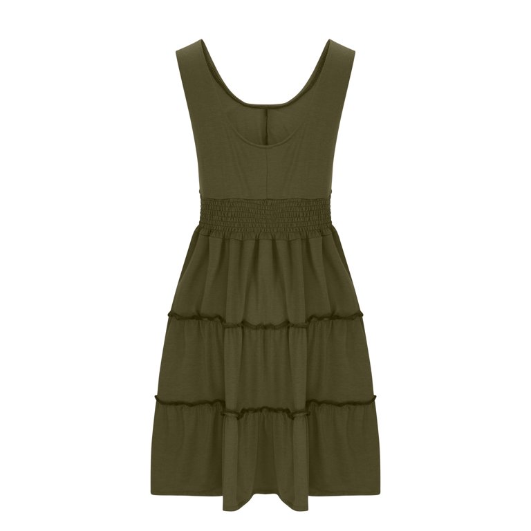 Nrmvnmi Women Summer Dresses Sleeveless Casual Loose Swing Button Down Midi Dress with Pockets Olive Green-L - Walmart.com Nrmvnmi Women Summer Dresses Sleeveless Casual Loose Swing Button Down Midi Dress with Pockets Olive Green-L - Walmart.com
