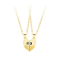 Pendant Necklace for Women Love Pendant Necklace Magnetics Sun Moon Heart Shaped Couple Necklace Valentine'S Day Gift
