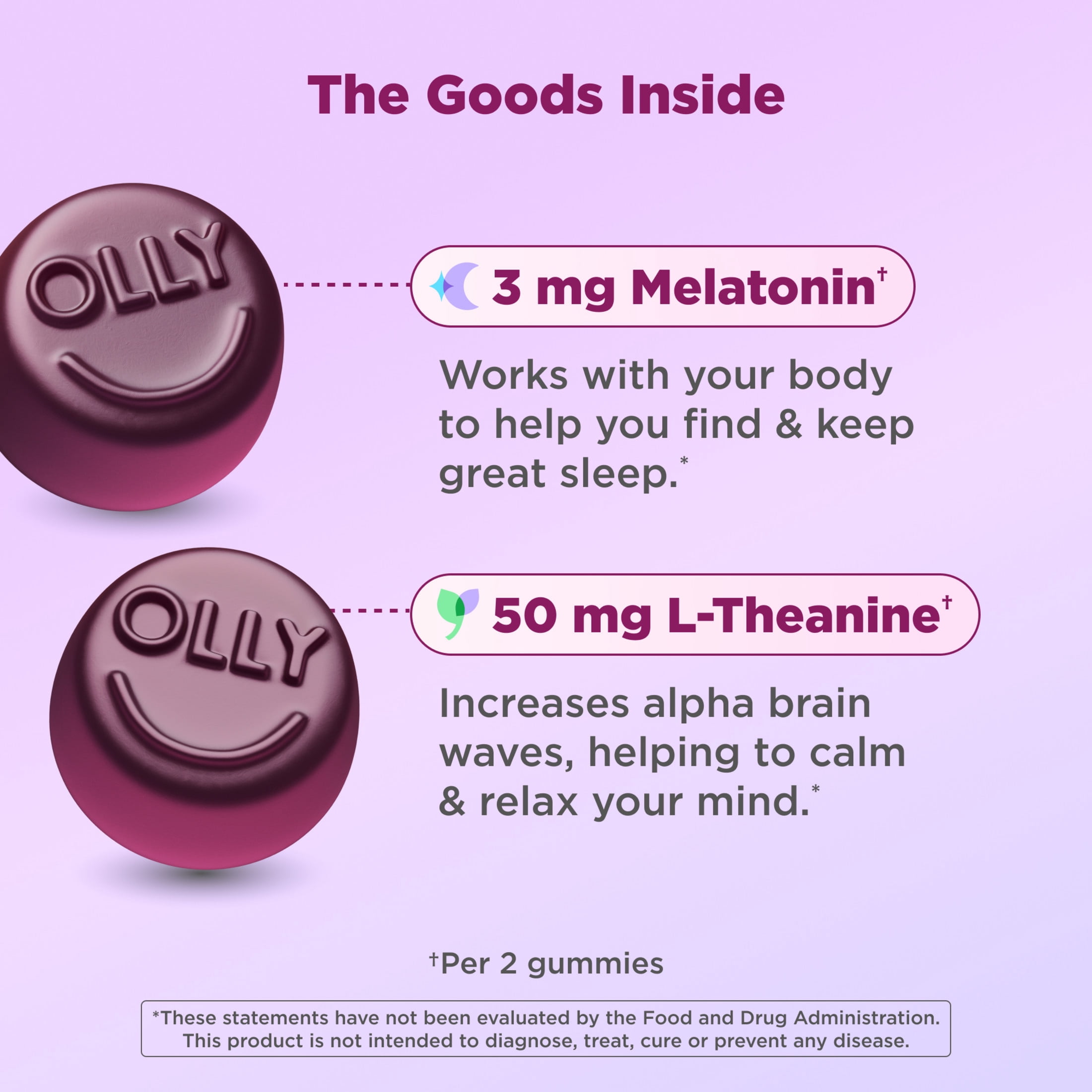 OLLY Sleep Gummy Supplement, 3mg Melatonin, L-Theanine, Chamomile, Blackberry Zen Flavor, 10 Ct