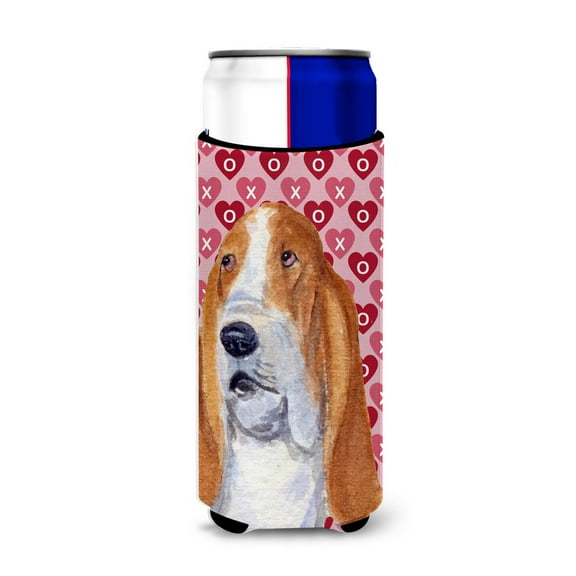 Basset Hound Hearts Love and Valentines Day Portrait Ultra Hugger for slim cans