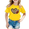 thumbnail image 4 of Trendfront Little Girls Sporty Tops Leopard Cheetah Heart Rugby Football Vintage Print Casual Crewneck Short Sleeve T-Shirt Everyday Active Fitness Gear Tee, 4 of 4