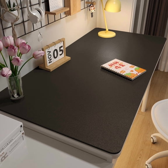 XmhyTop 19.69"x39.37" PU Faux Leather Desk Protector, Waterproof Non-Slip Desk Blotter, Writing Mat for Office, Home and Student Study, Black