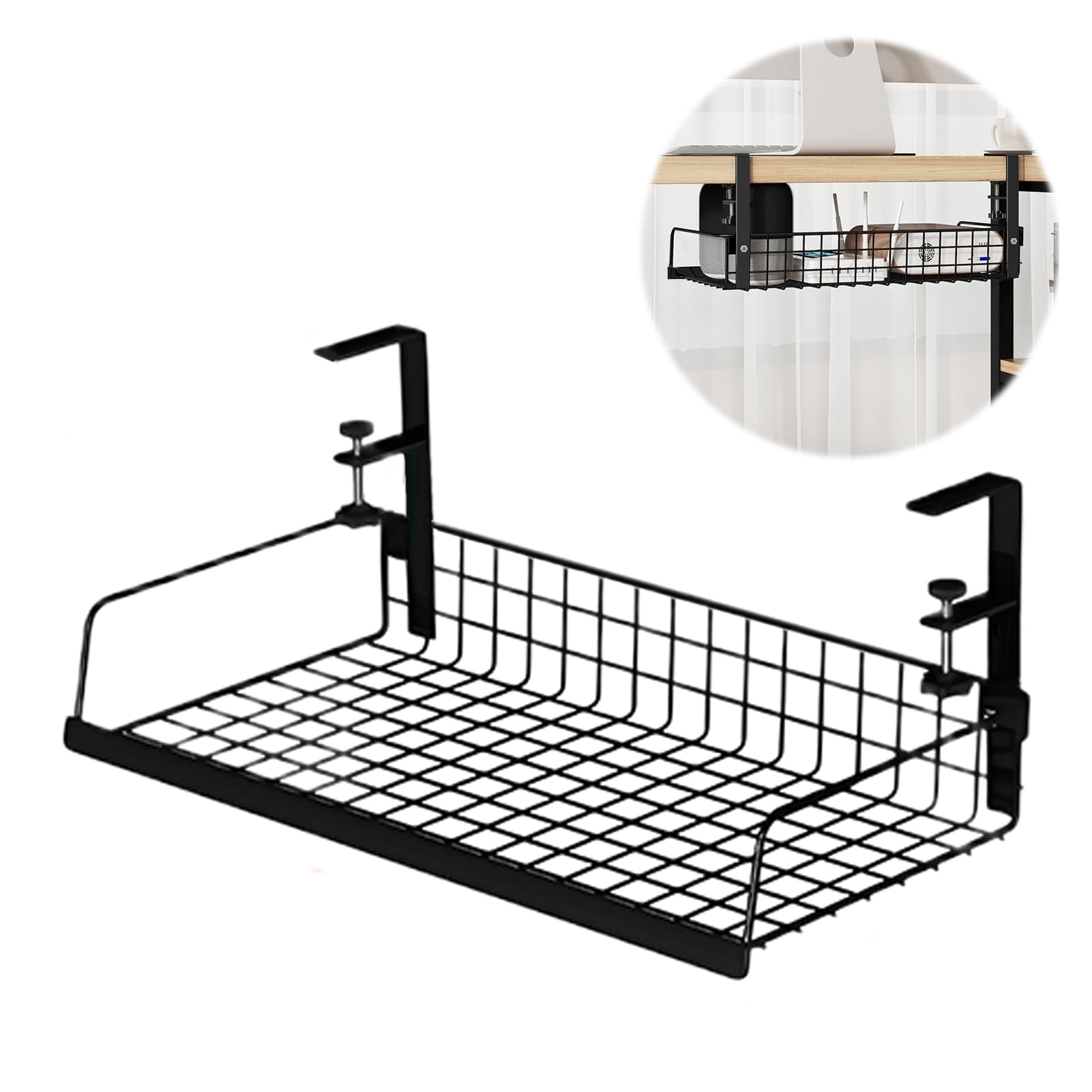 Storage Rack Under-Desk Cable Management Tray Hollow Design Easy to Install Adjustable Cable Management Rack