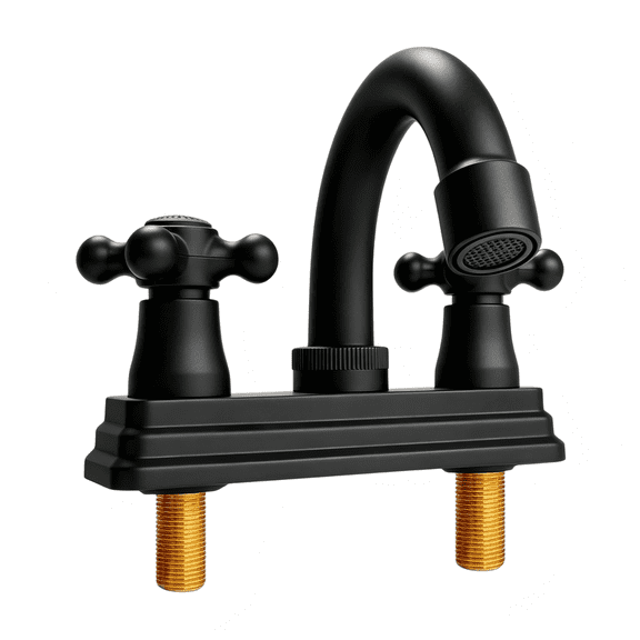 RV Bathroom Faucets Plastic 4 Inch Centerset, Double Cross Knob Handle Sink Mixer Tap for Vanity Lavatory RV Camper, Matte Black