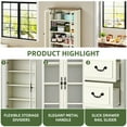 thumbnail image 4 of Uforic 76'' Kitchen Pantry Cabinet with 2 Drawers, Tall Storage Cabinet with Glass Doors & Adjustable Shelves, Beige, 4 of 9