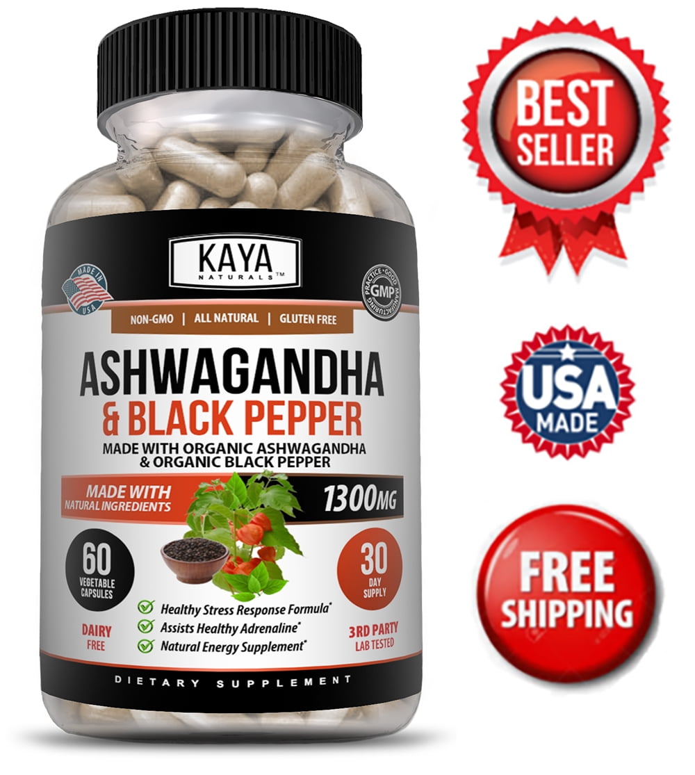 Kaya Naturals Organic Ashwagandha Supplement - Stress Relief, Anxiety Control Support