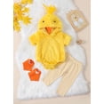 thumbnail image 2 of Cjfdfy Toddler Baby Baby Boys Girls Duck Outfit Halloween Animal Costume Newborn Baby Fall Clothes Plush Long Sleeve Hoodies Rompers Stripe Long Pants Set, 2 of 9