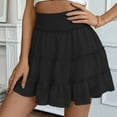 thumbnail image 2 of vigerkar Womens Ruffle Mini Skort Casual High Waisted Tiered A Line Beach Vacation Summer Boho Flowy Skirts with Shorts Black, L, 2 of 7