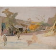 thumbnail image 2 of Jan Ciągliński 14x12 Black Ornate Wood Framed Double Matted Museum Art Print Titled: Samarkand - Marketplace. from the Journey to Turkestan (1912), 2 of 5