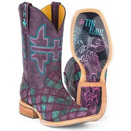 Women's Tin Haul Chevron Boots With Eagle Sole Handcrafted Purple