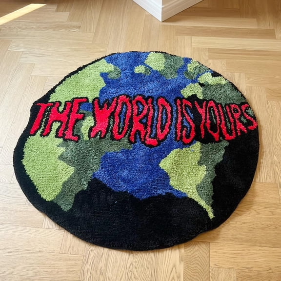 Earth Round Mat Bathroom Mat Anti-Slip Soft Cushion Pad Bedside Carpet Rug Floor Bedroom Doormat Aesthetic Home Room Decor (35.4X35.4 inch)