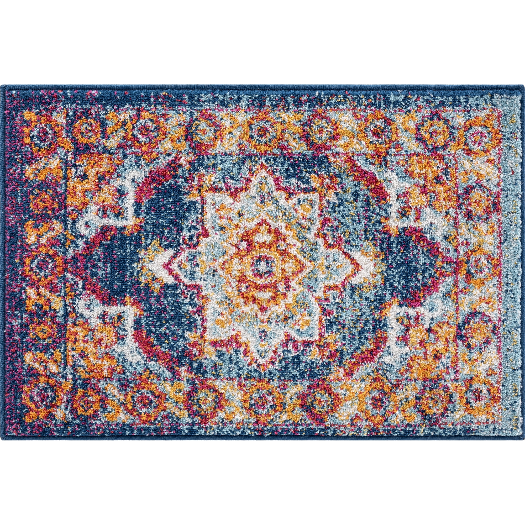 2x3 Modern Blue Small Area Rug, Throw Mat for Indoor Entry | Ideal for Kitchen or Bathroom Rugs 2' x 3'