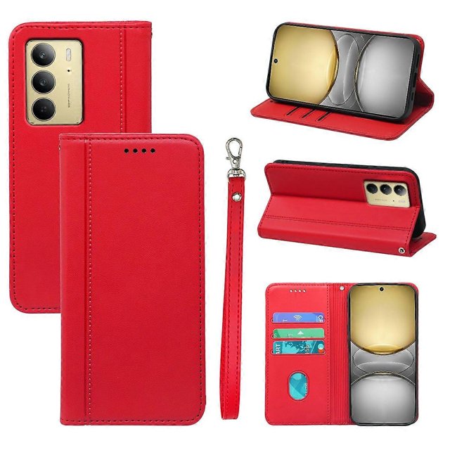 HX01 For Realme C75 Wallet Case Magnetic Closing PU Leather Phone Cover - Green