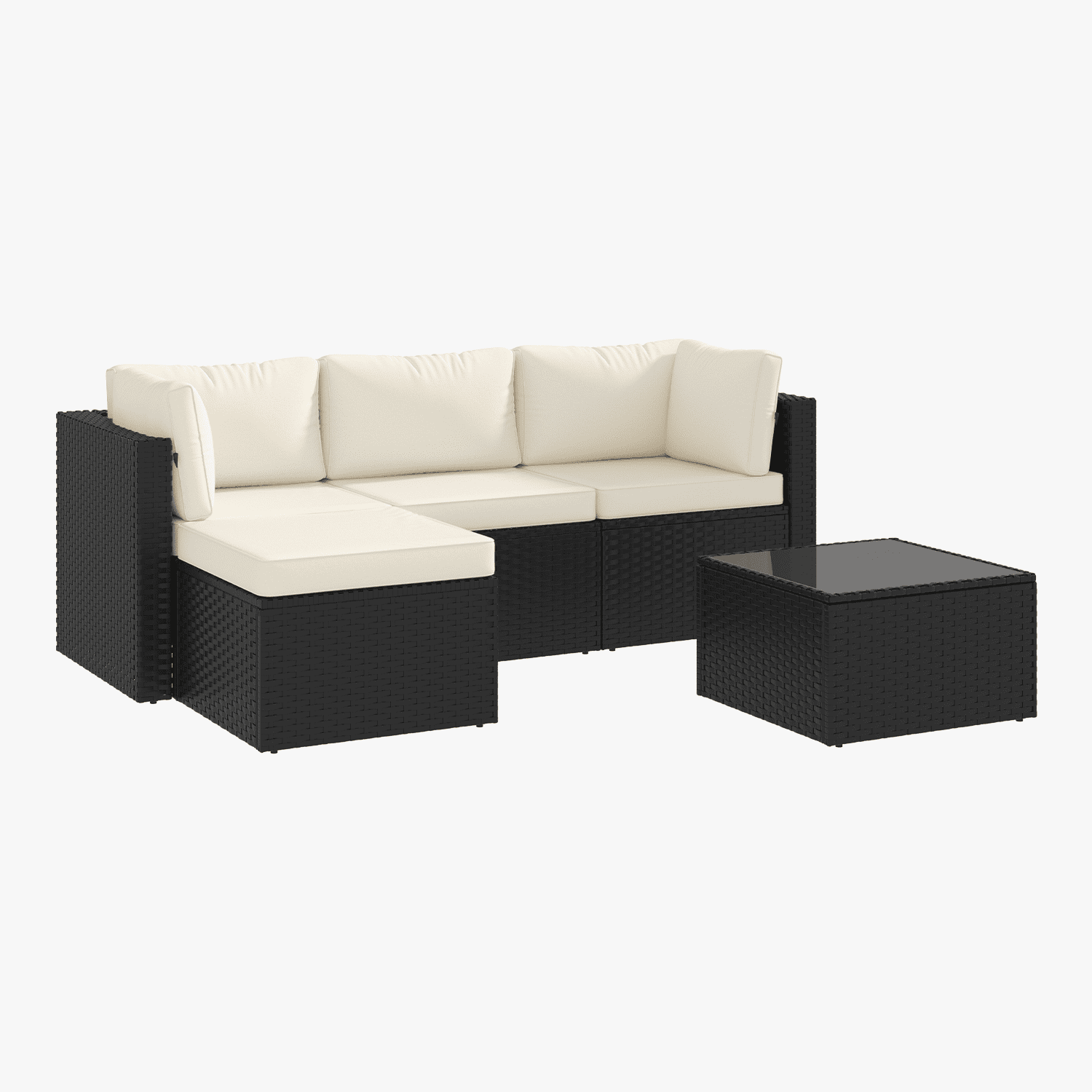 Clouddwell 5 Pieces Patio Furniture Set, All-Weather Wicker Rattan Patio Sectional Sofa Set with Coffee Table (Off-White)