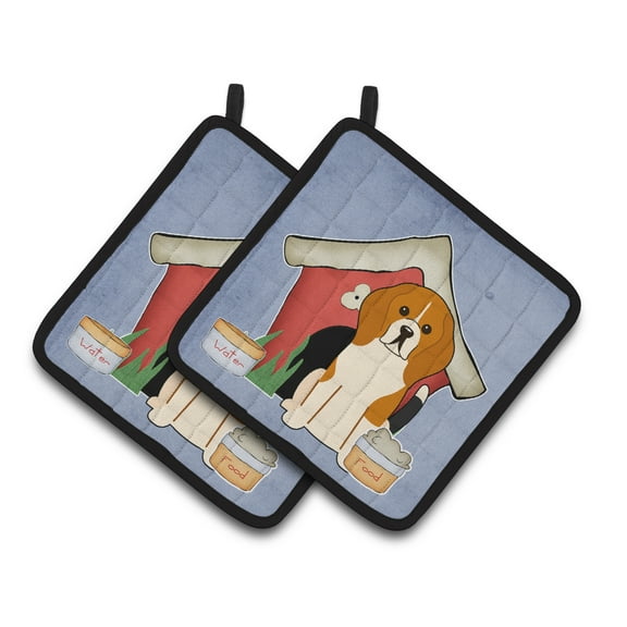 Carolines Treasures BB2794PTHD Dog House Collection Beagle Tricolor Pair of Pot Holders , 7.5HX7.5W, multicolor