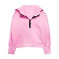 thumbnail image 5 of KAUOD Girls Cropped Hoodies Half Zipper Pullover Sweatshirts Kids Plain Cotton Soft Long Sleeve Jackets Coats with Pockets, 5 of 8