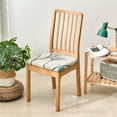 thumbnail image 3 of 4PCS Chair Seat Covers Printed Square Chair Cushion Cover Stretch Kitchen Dining Seat Slipcovers Removable Dining Room Upholstered Chair Seat Cushion Cover, 3 of 6