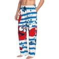 thumbnail image 6 of Sikiie Red Funny Crab on Blue Stripe Mens Pajama Pants Sleep & Lounge Pants, PJ Bottoms With elastic waistb and Pockets Large, 6 of 6
