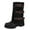 Black, variant on Aihuaihua Womens Seude Mid Calf Boots Round Toe Vintage Heels Combat Boots Buckle Strap Wide Calf Biker Moto Boots